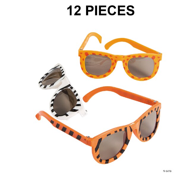 5&#x22; x 4 3/4&#x22; Kids Wild Animal Print Style Sunglasses 12 Pieces