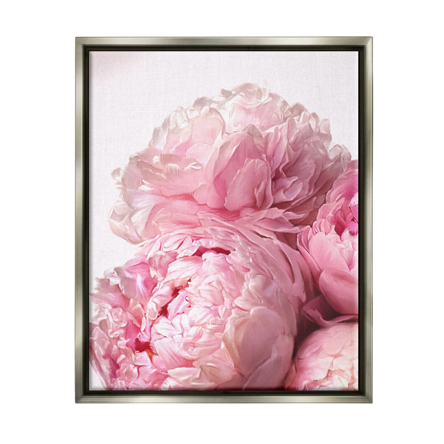 Stupell Industries Blush Pink Peonies Florals Framed Floater Canvas Wall Art