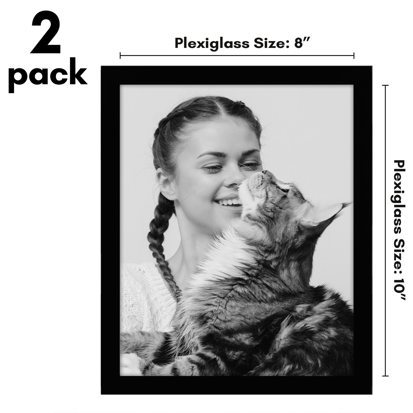 Americanflat 8x10 Picture Frames - Set of 2 - Photo Frames for Wall Display - Polished Plexiglass Cover - Hanging Hardware for Vertical and Horizontal Display - Includes Easel - Black