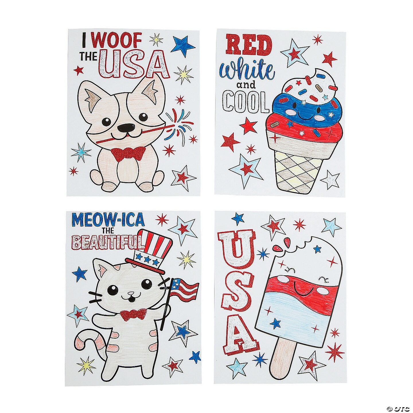 Color Your Own Patriotic Glitter Posters - 24 Pc.