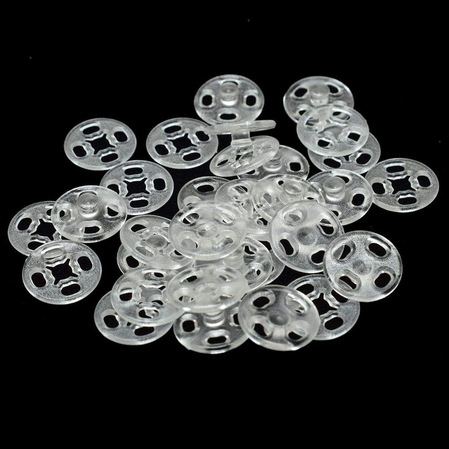 90 Set Plastic Snap Fasteners Buttons Invisible Sewing On Snap Buttons Kit, 10mm Fasteners for Bibs Diapers Crafts Shirts Clothing, Clear