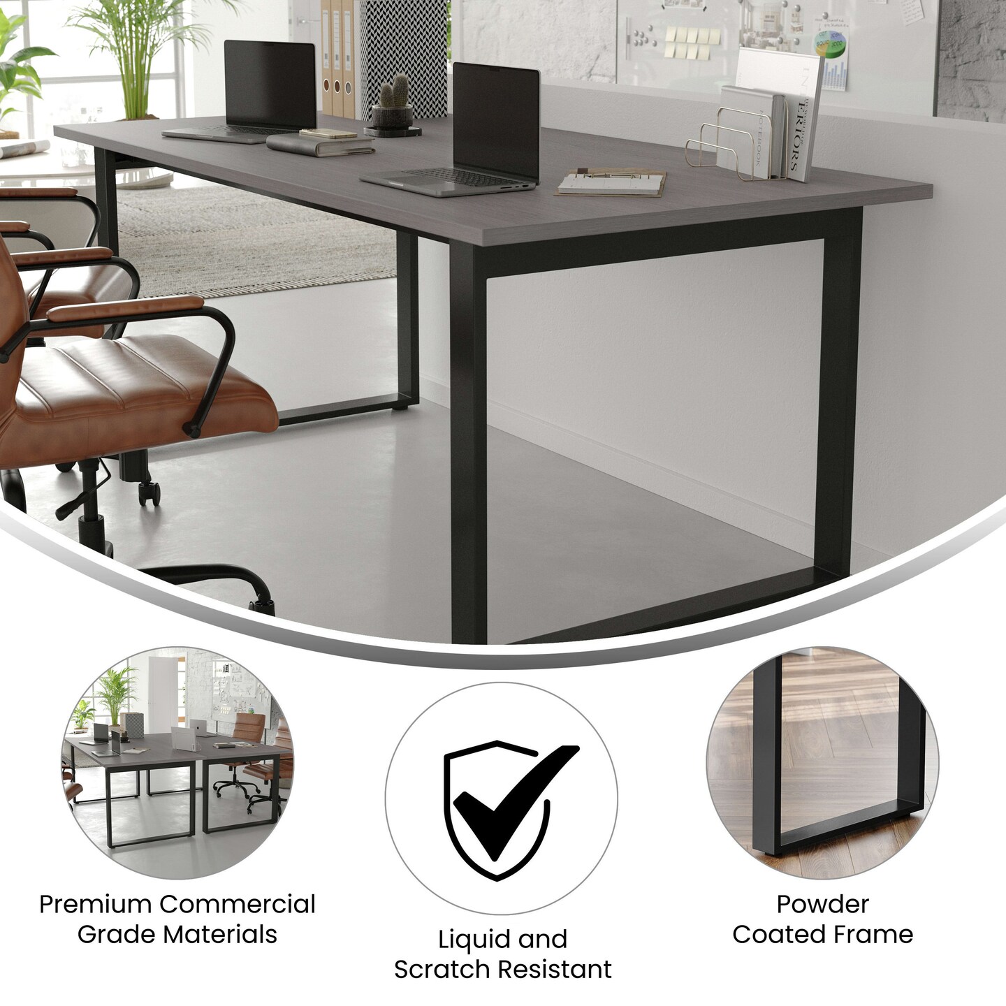 Emma and Oliver Remy 72x36 Dining or Gaming Table with Double Sided Laminate Table Top and Heavy Duty U-Frame Steel Base
