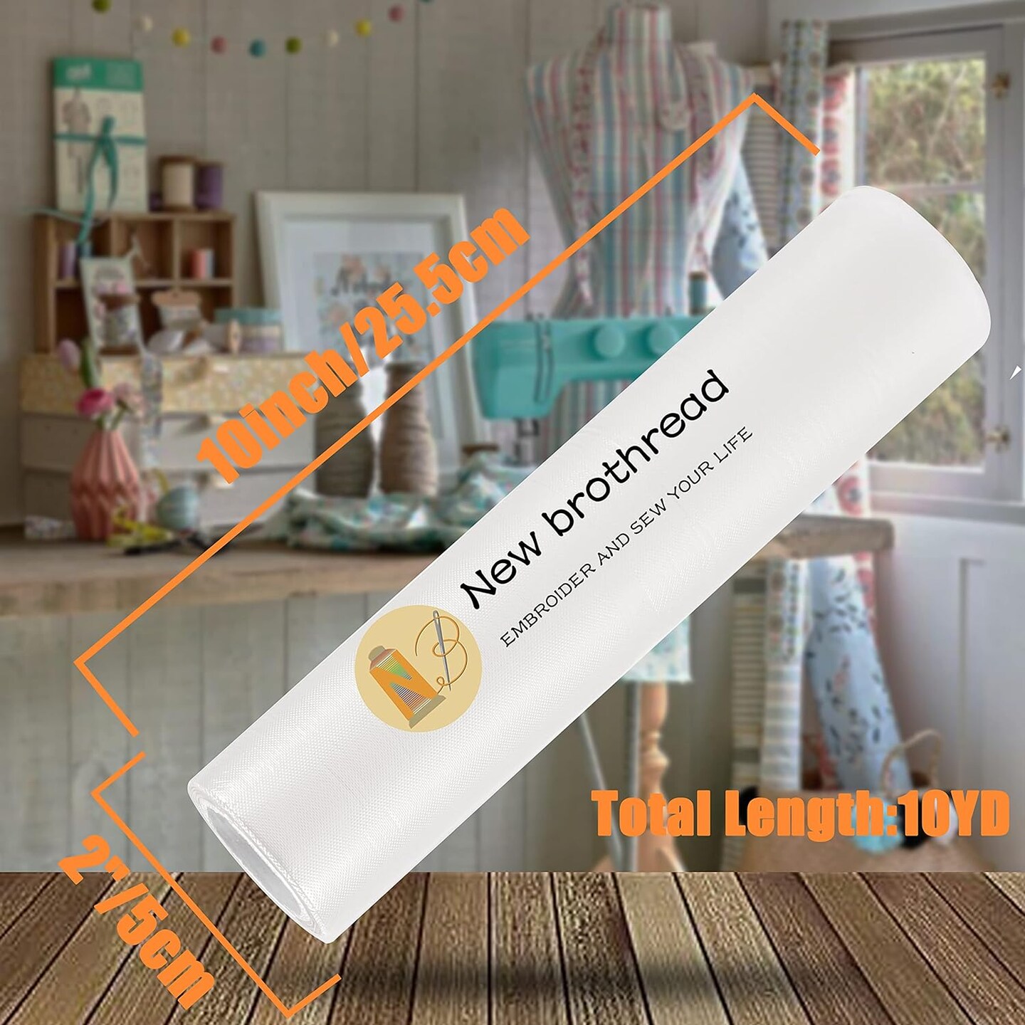 Light Weight Clear Wash Away - Water Soluble Embroidery Topping Film - 10&#x22;x10 Yd roll - Cut into Various Sizes for Machine Embroidery and Hand Sewing