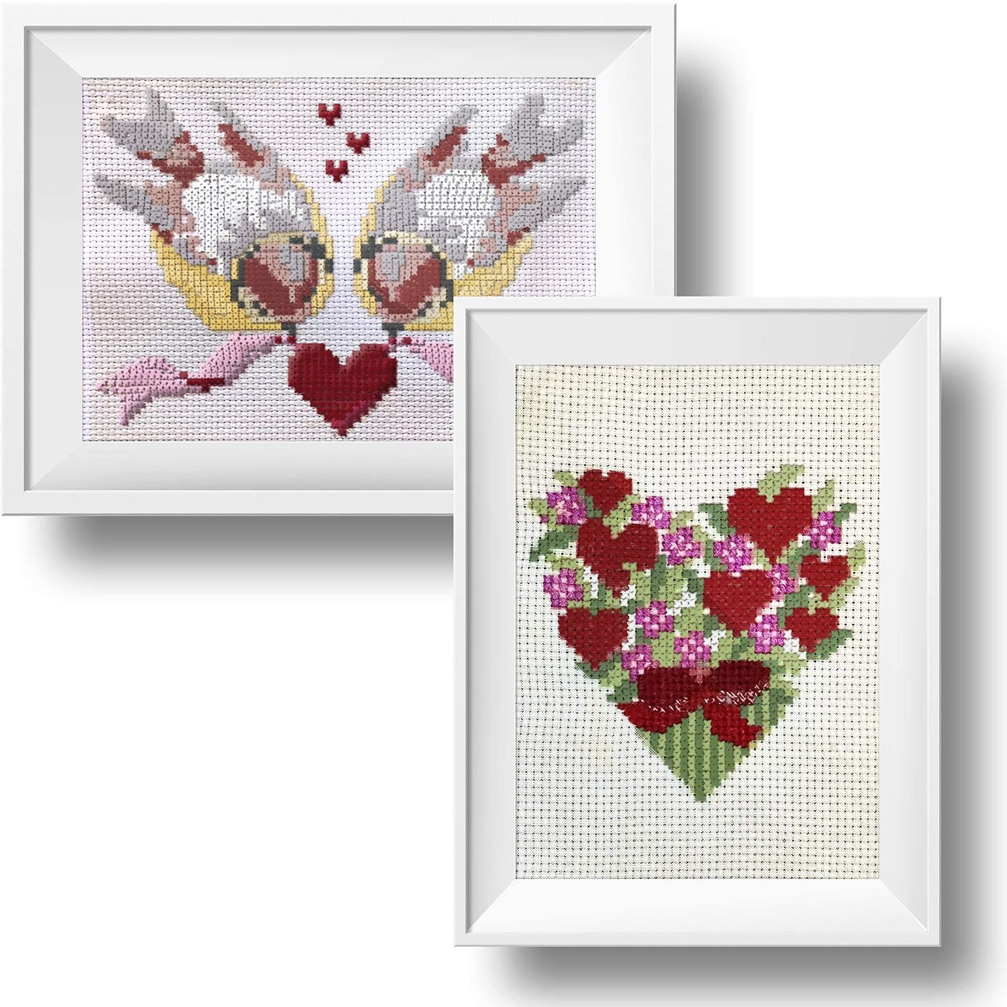 Needlepoint Kits For Adult Beginner Hearts and Birds Embroidery Starter Kit