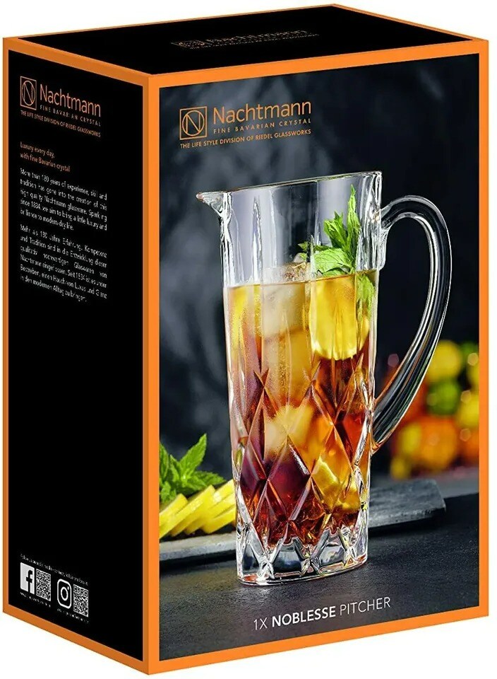 Nachtmann Noblesse Bavarian Fine Crystal Pitcher, 42 Ounce - Clear