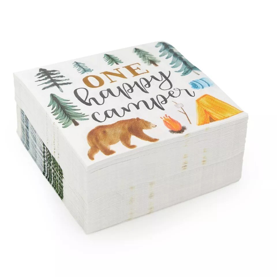 100 Pack One Happy Camper 1st Birthday Napkins