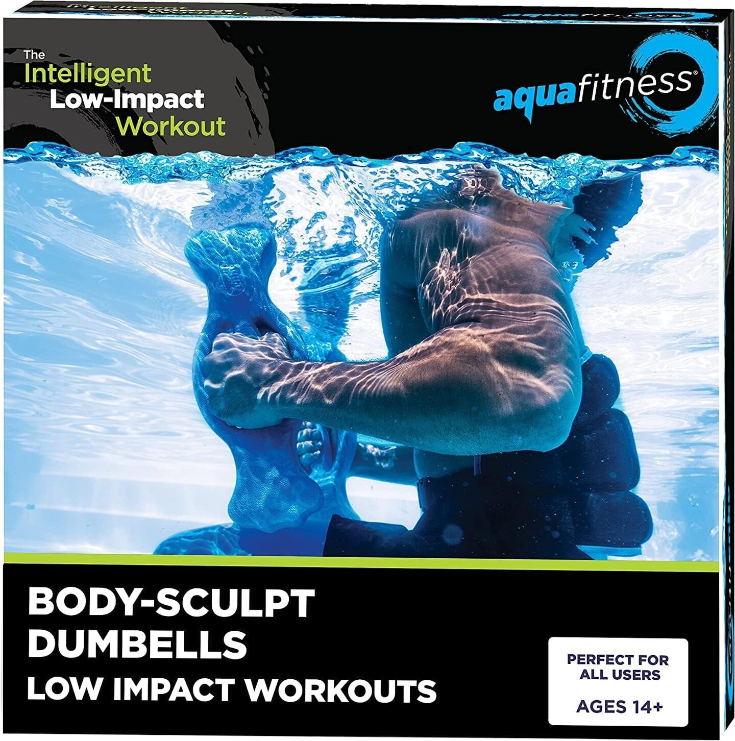 New Aqua Water Fitness Body Sculpt Ergo Dumbbells &#x2013; Exercise Equipment for Water Aerobics, Aquatic Low-Impact Workouts, and Resistance Training &#x2013; Light Blue