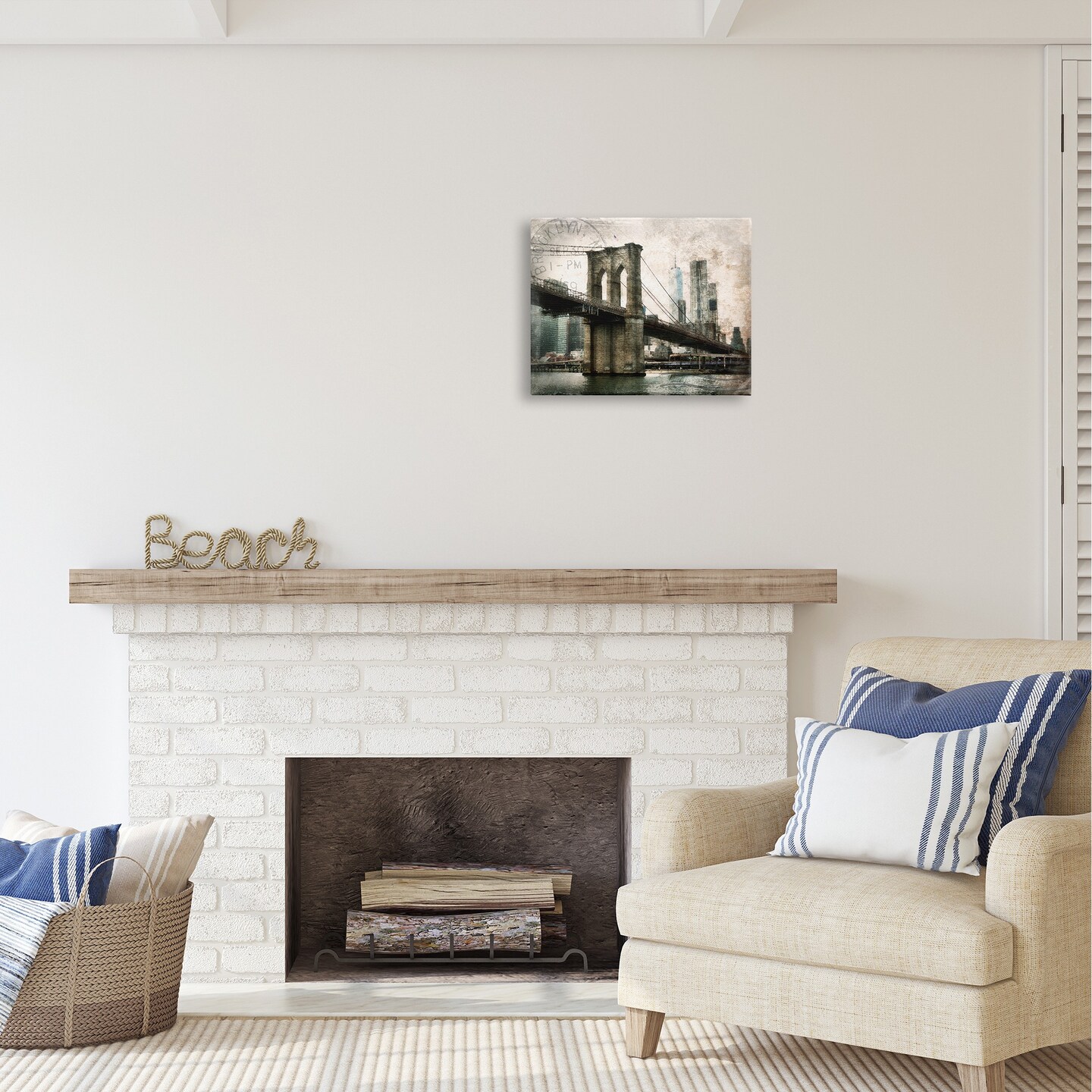 Stupell Industries Vintage Brooklyn Bridge Canvas Wall Art