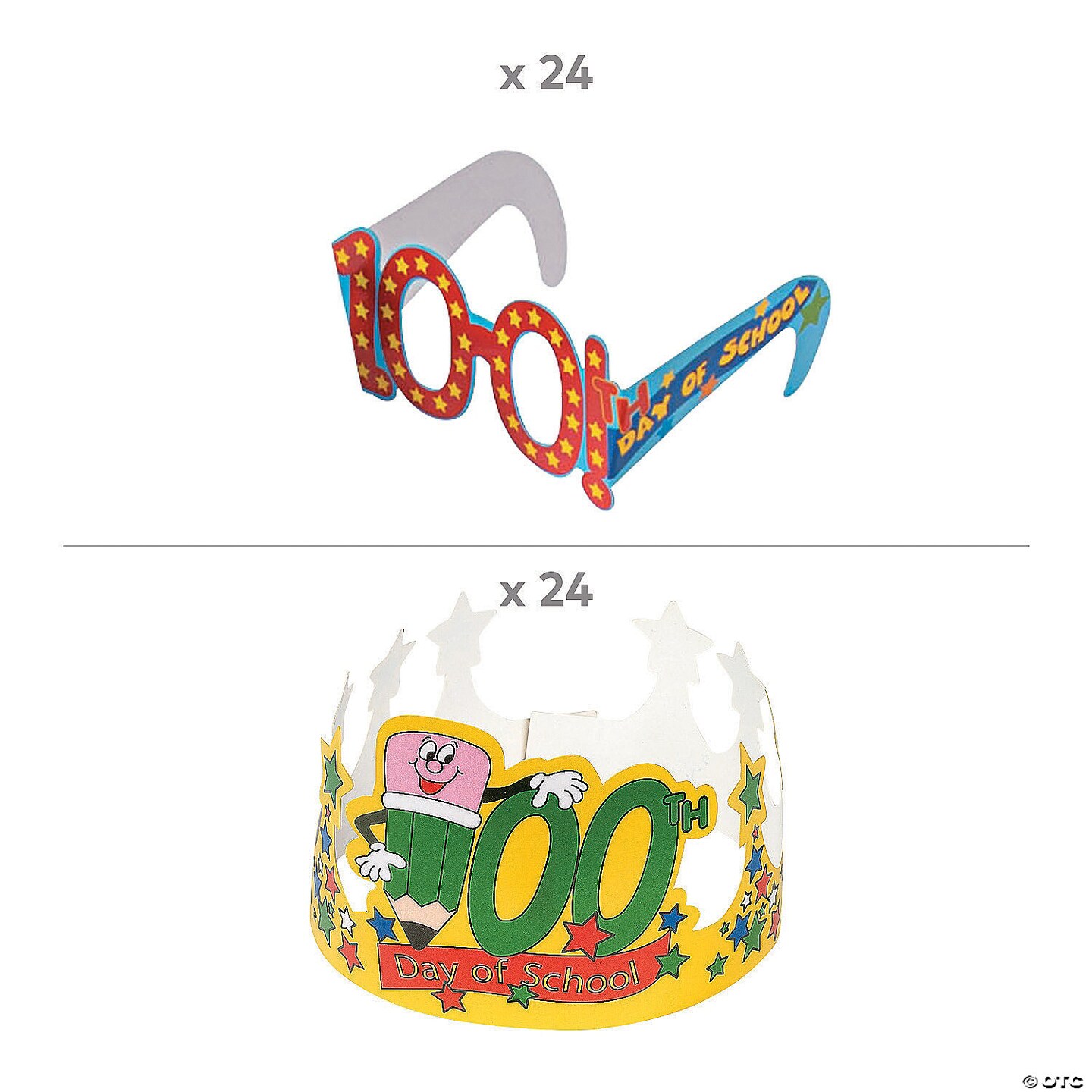 Bulk 48 Pc. 100th Day of School Crowns &#x26; Glasses