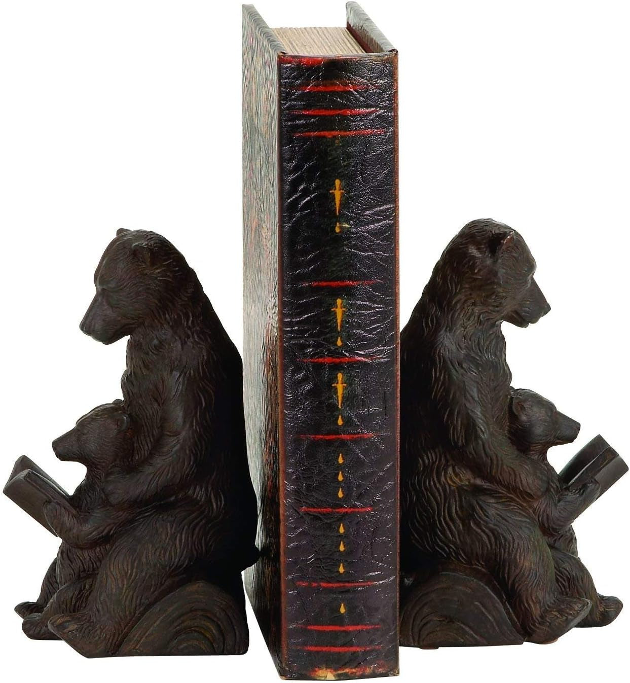 Vintage Bookends Grizzly Bear Mom and Cub Kids Reading Book Ends Desk Top Bookrack Bookshelves Stopper Support Cabin Cottage Jungle Animal Farmhouse Boho Home Decor Heavy Duty