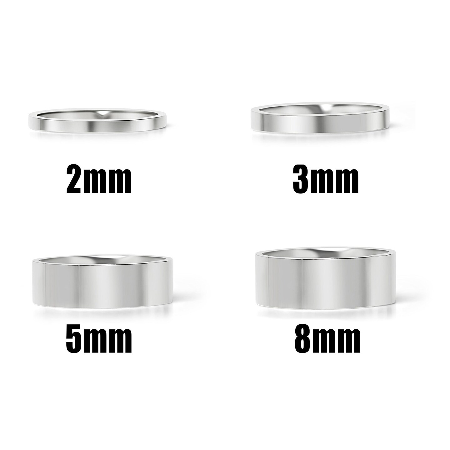 Flat Stainless Steel Polished Blank Ring