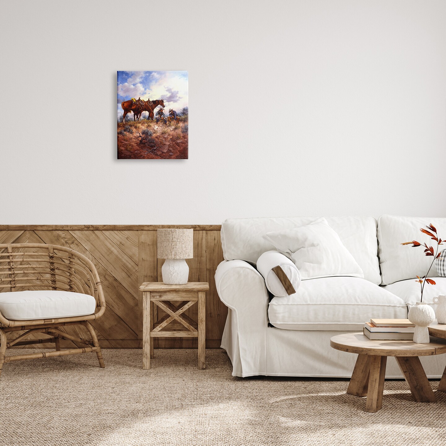 Stupell Industries Cowboys &#x26; Horses Landscape Canvas Wall Art