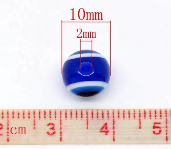 Kitcheniva 6 Pcs Dark Blue Evil Eye Stripe Round Resin Beads 10mm