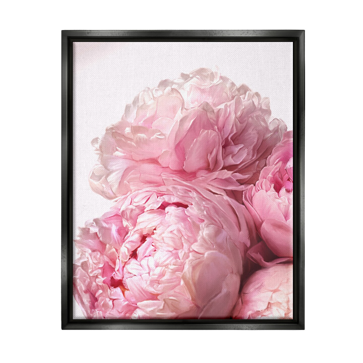 Stupell Industries Blush Pink Peonies Florals Framed Floater Canvas Wall Art