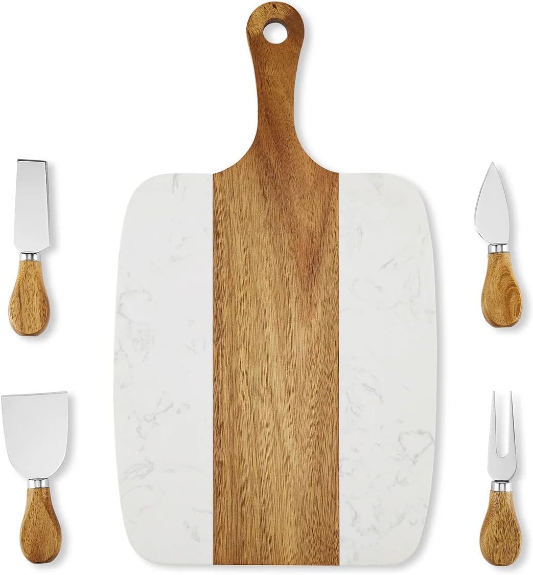 Makerflo Wood Marble Serving Board for Kitchen | Cutting Board Ideal for Personalization (Laser Engraving, Epoxy, UV DTF, Vinyl) | Individually Wrapped