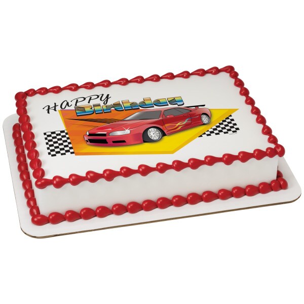 Birthday Race Car Edible Cake Topper Image 1/4 sheet