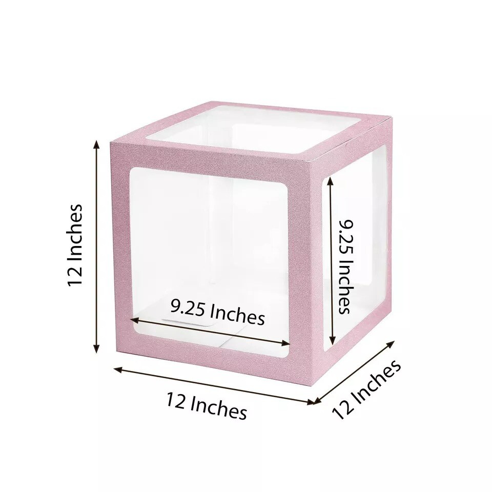 BLUSH 12" Transparent Balloon Boxes with Glittered Trim Centerpiece