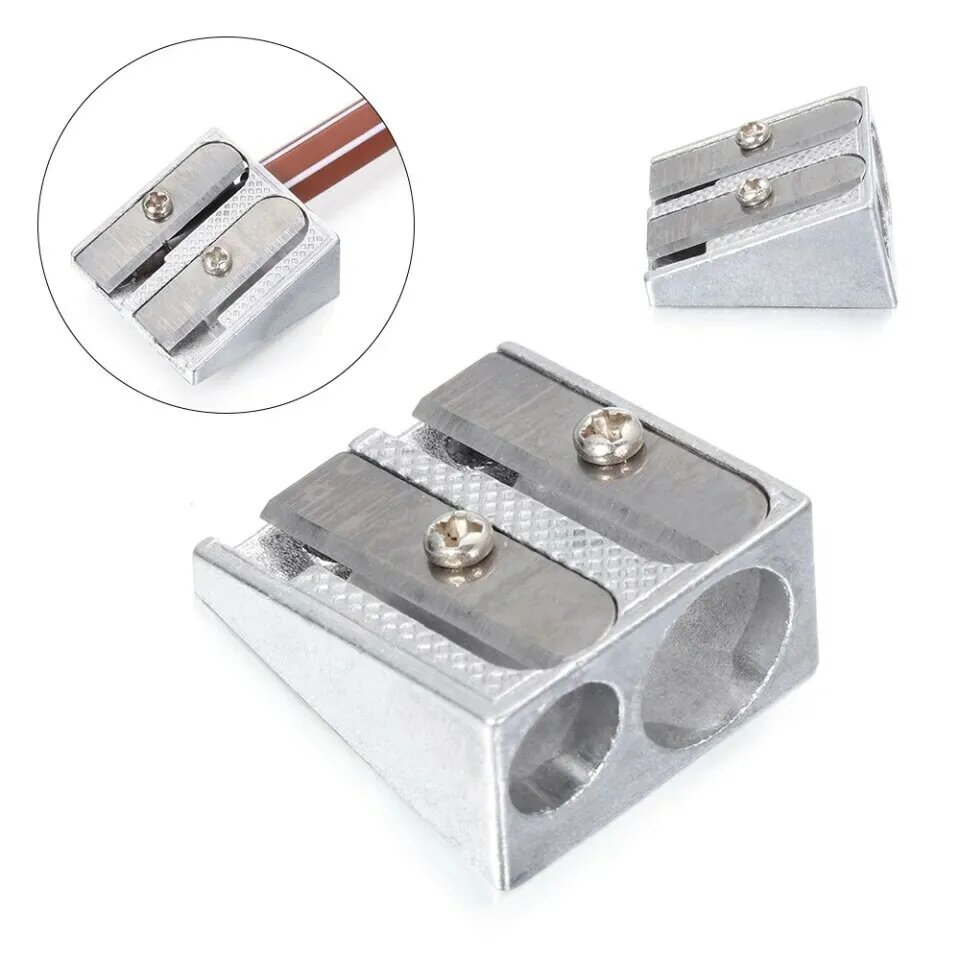 Kitcheniva Stationary Pencil Sharpener Double Hole Metal Bevelled