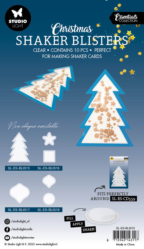 Studio Light SL Shaker Blisters Christmas Tree Essentials  81.5x113x11mm 10 PC nr.15