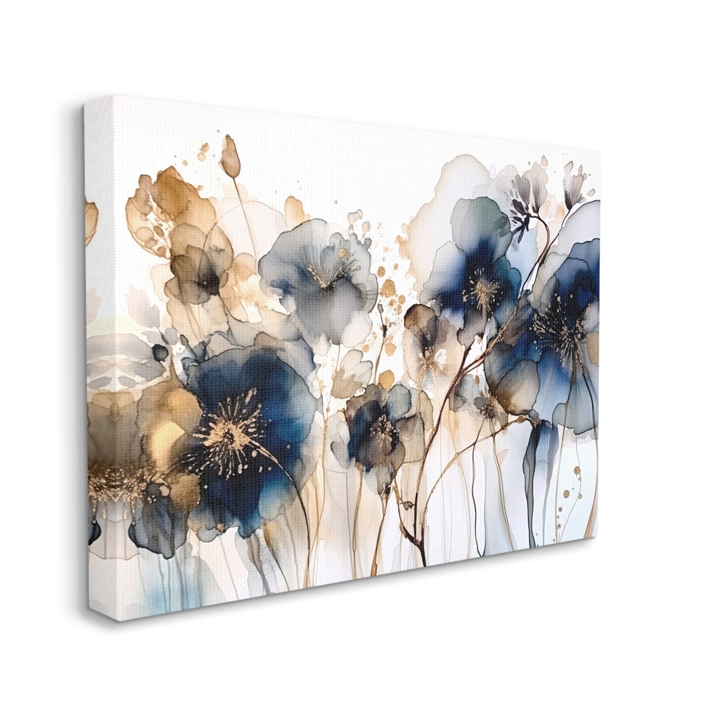 Stupell Industries Navy &#x26; Gold Abstraction Canvas Wall Art