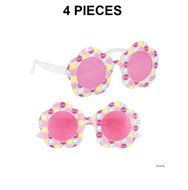 Adults Barbie Flower-Shaped Pink Glasses 4 Pieces