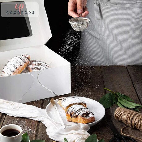 10 x 10 x 5&#x22; White Bakery Boxes with Window Pastry Boxes for Cakes, Cookies and Desserts