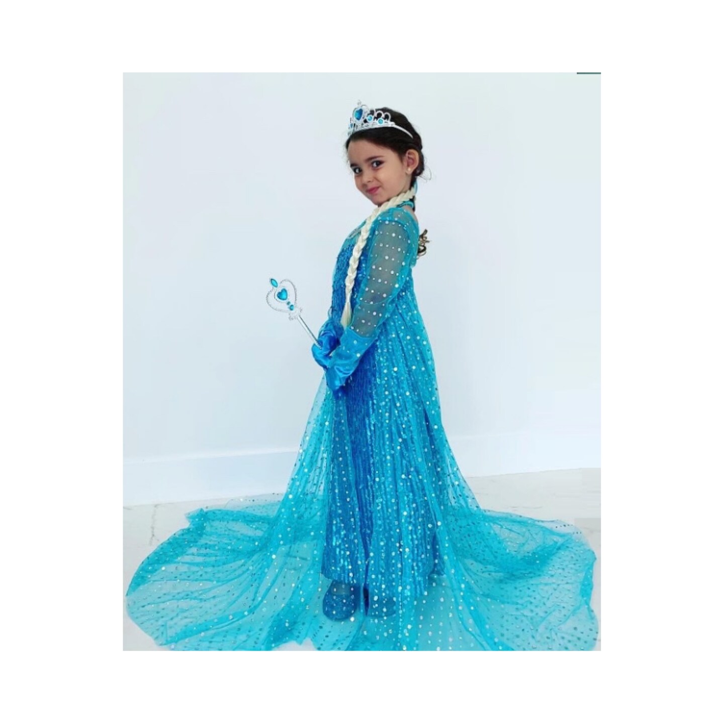 knee length dresses for ladies Frozen Princess Elsa Dress Girl Costume Dresses Cape For Cosplay Holid –  ilovethedress main image 1
