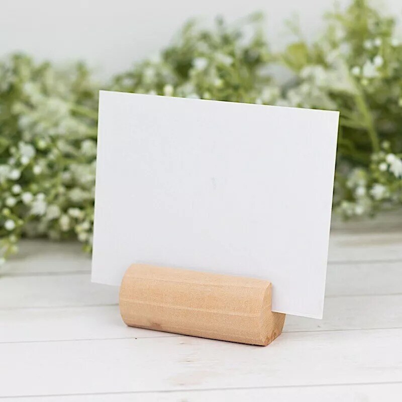 10 Cylindrical 2&#x22; Wood Place Card Holders