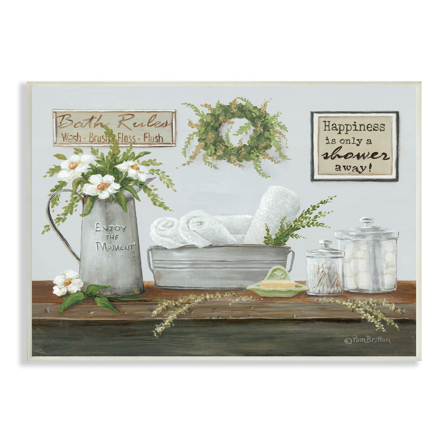 Stupell Industries Farmhouse Bathroom Counter Wall Plaque Art