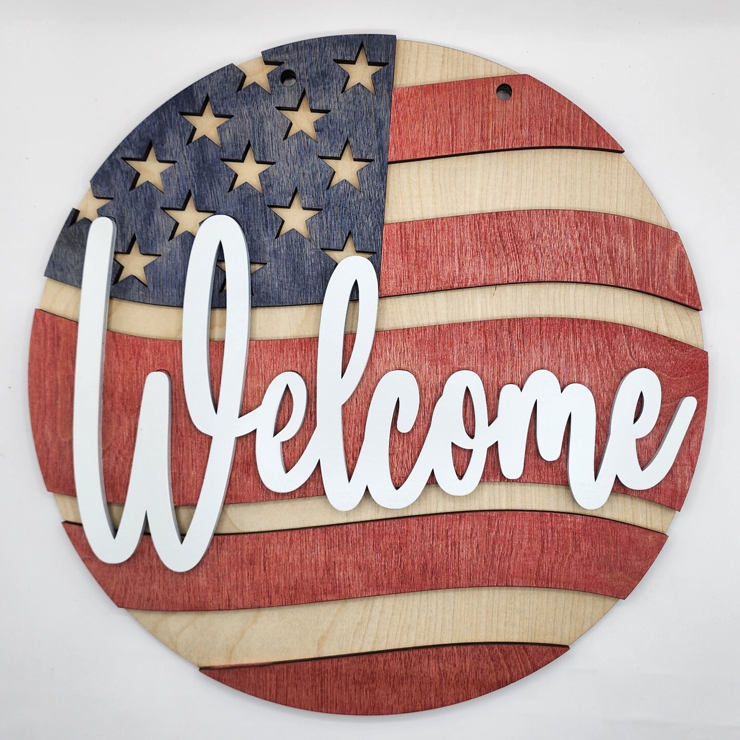 4th of July, Welcome American Flag door hanger, Patriotic