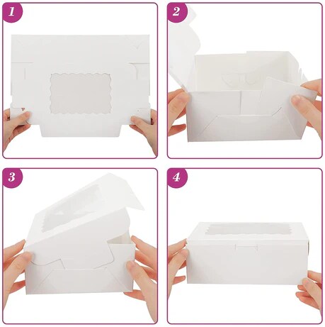 8 X 6 X 2.5&#x22; White Bakery Boxes with Window Pastry Boxes for Cakes, Cookies and Desserts