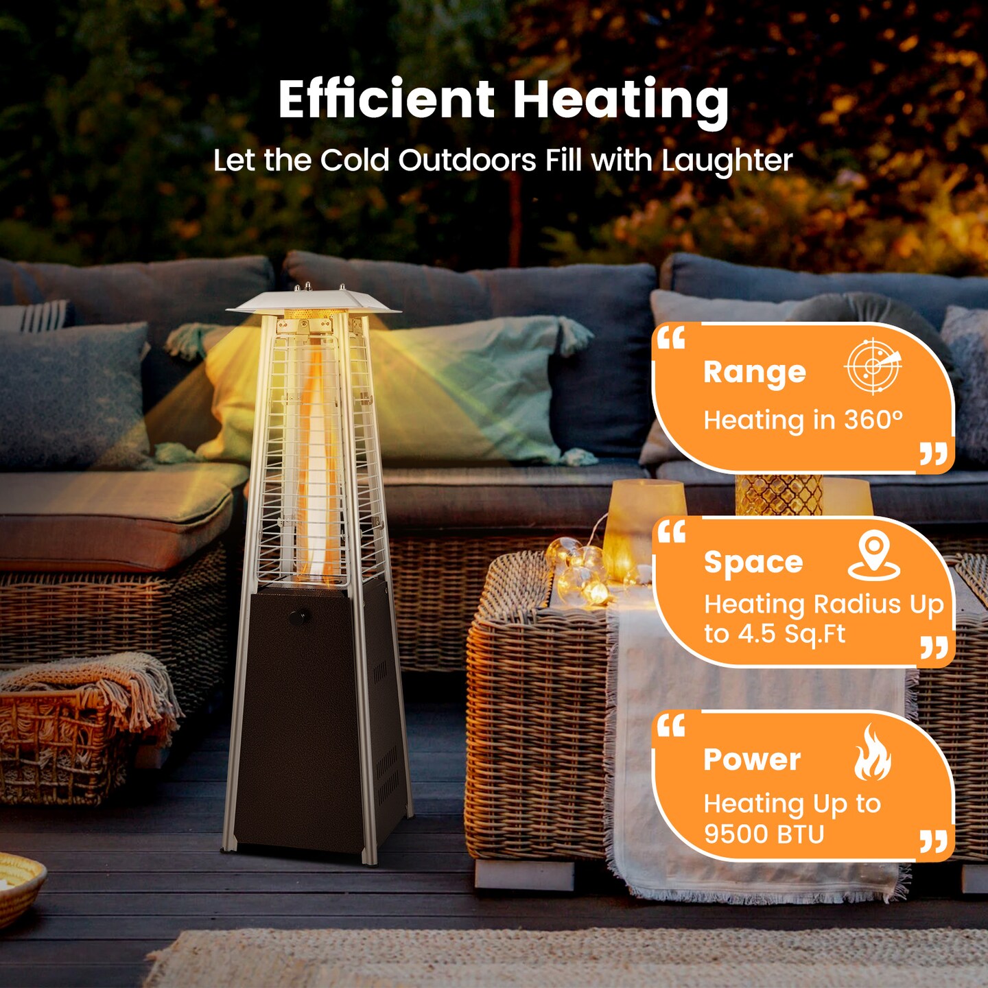 Portable Steel Tabletop Patio Heater with Glass Tube