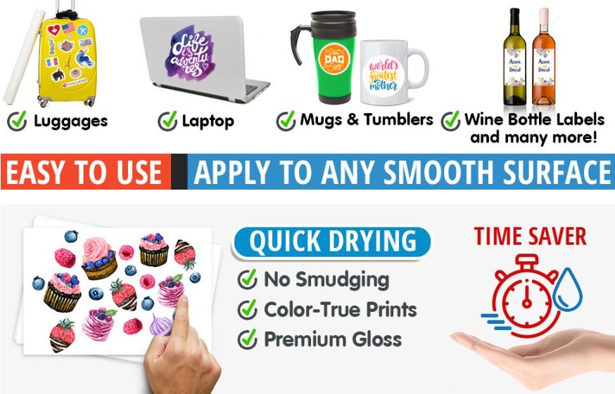 10 Sheets 8.5"x11" Ink Jet Printable White Glossy Vinyl Sticker by Sihl