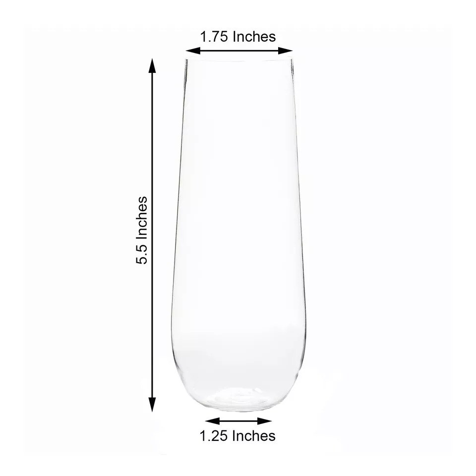 18 CLEAR 9 oz STEMLESS PLASTIC CHAMPAGNE FLUTES