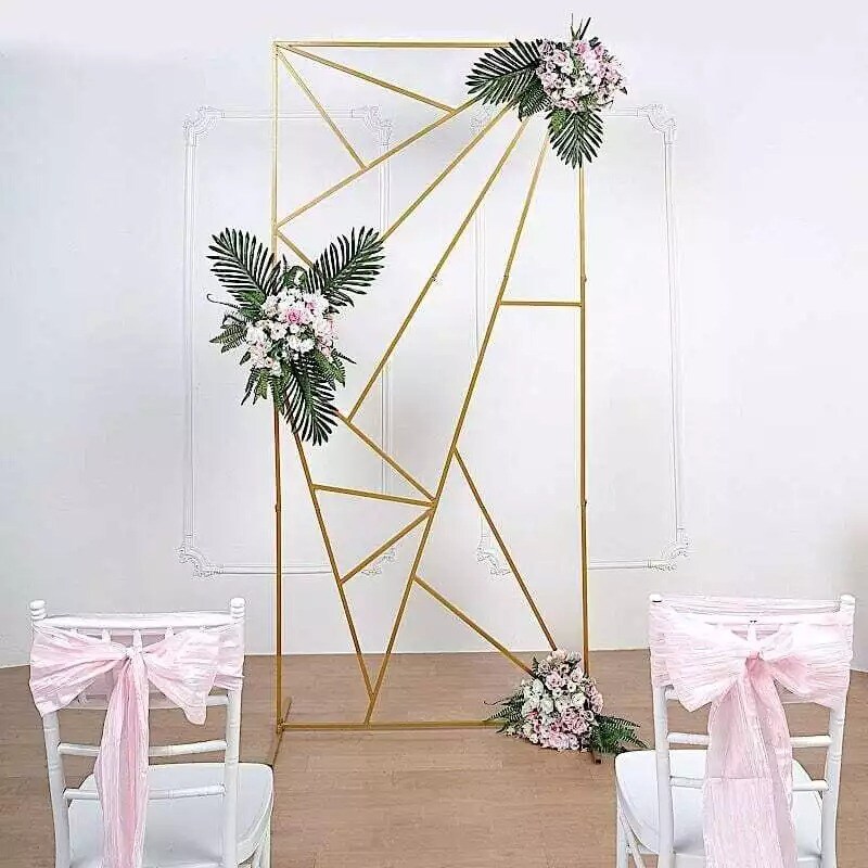 GOLD ft Rectangular Geometric Metal Arch Backdrop Stand