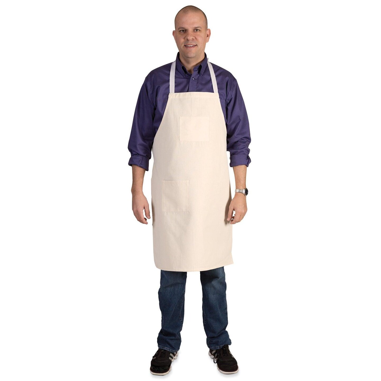 Full Length Adult Cotton Apron, Tan, 34&#x22; x 24&#x22;, 1 Piece
