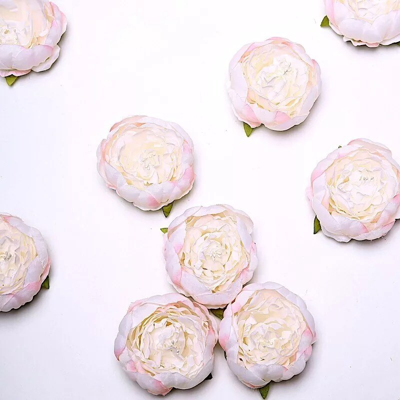 10 BLUSH 3&#x22; Faux SILK PEONY FLOWER Heads