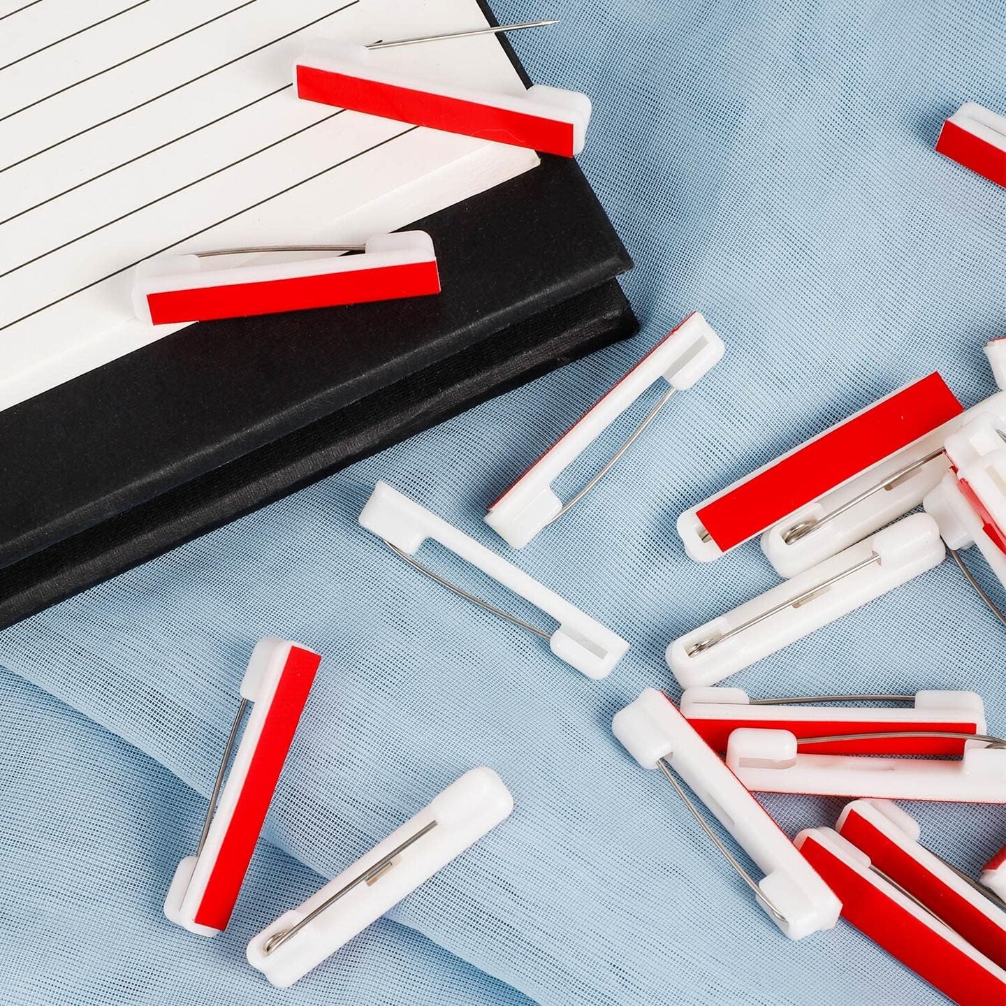 100 pcs Safety Bar Pins 1.46 inche Adhesive Name Tag Pins for ID Badges Large Safety Badge Pins Backs for Name Tag