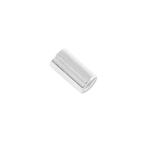 JewelrySupply Stretch Cord Crimp Tubes 6mm Long 2mm Wide Silver Plated (Package of 40)