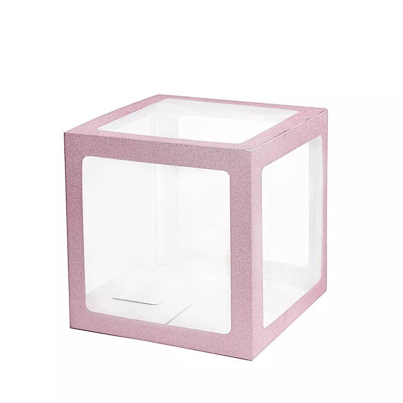 BLUSH 12" Transparent Balloon Boxes with Glittered Trim Centerpiece