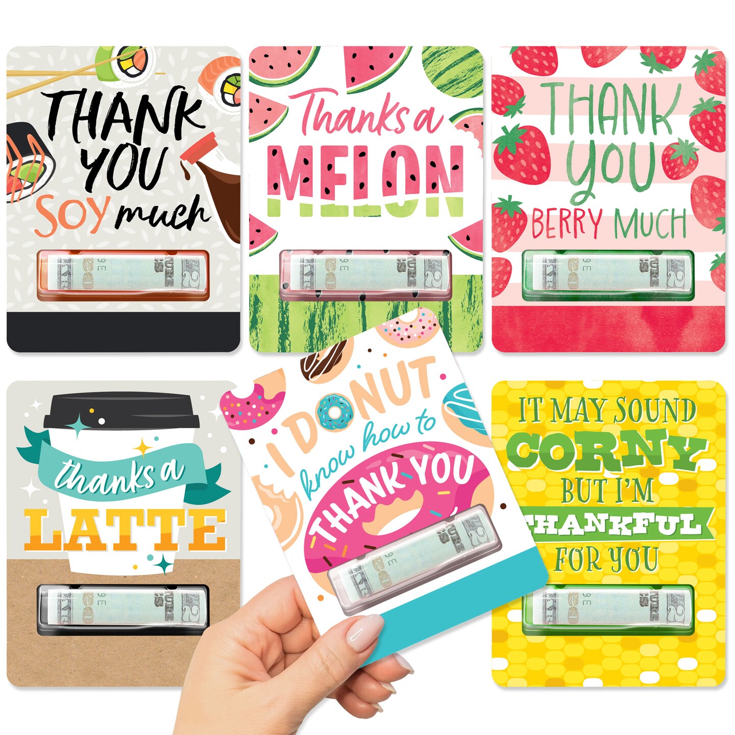 Big Dot of Happiness Assorted Thank You - DIY Cash Holder Gift - Funny Money Cards - Set of 6