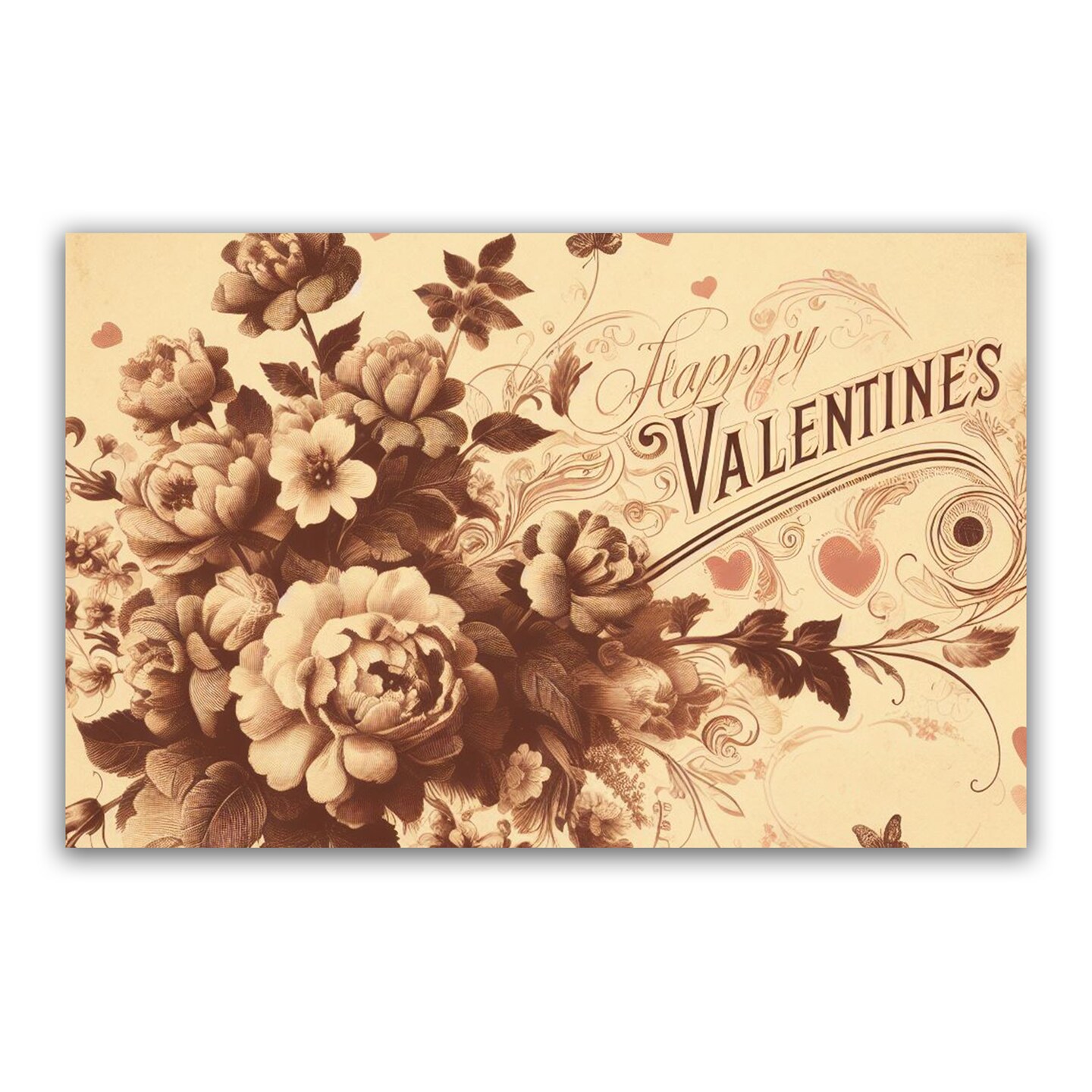 Valentine&#x27;s Floral Wooden Postcard