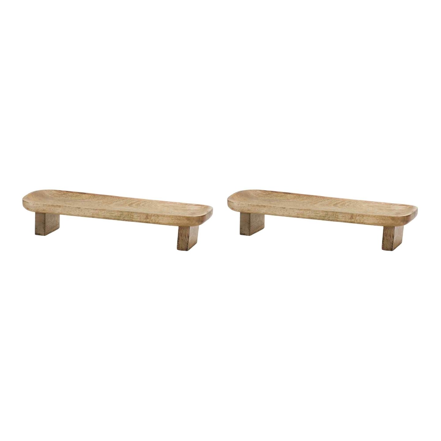 Melrose Wooden Decorative Trays - 16&#x22; - Brown - Set of 2
