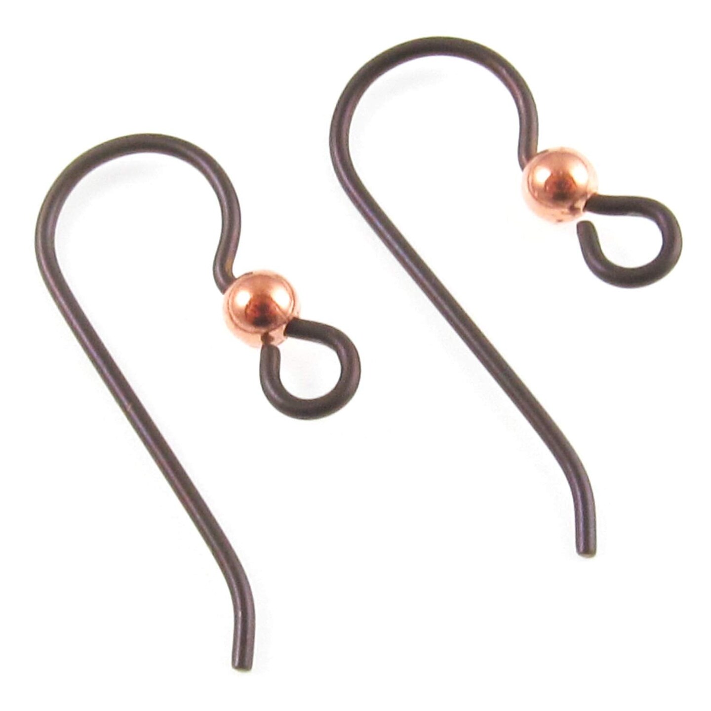 Niobium Copper Ear Wires + 3mm Bright Copper Bead, TierraCast, 10/Pkg