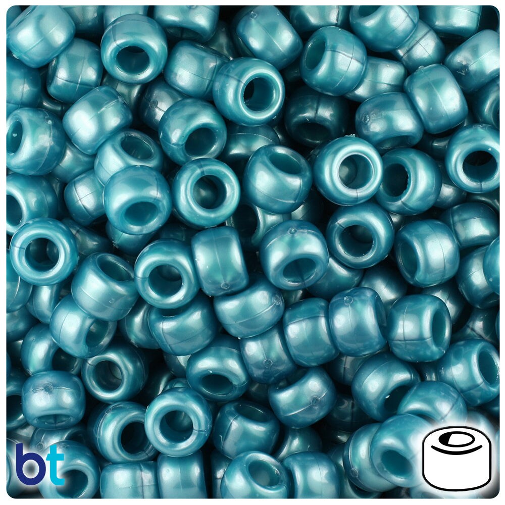 Pearl Kandi Beads, Pearl White Pony Beads, 9mm Barrel Beads for