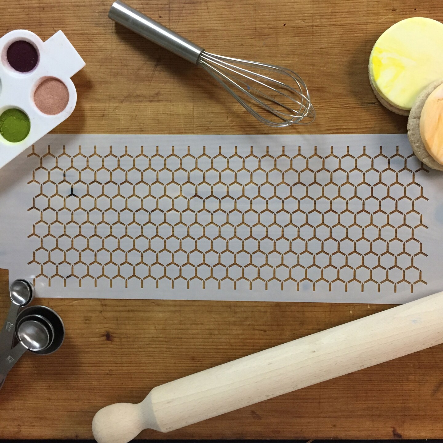 Honeycomb Cake Stencil Side | C773 by Designer Stencils | Cake Decorating Tools |