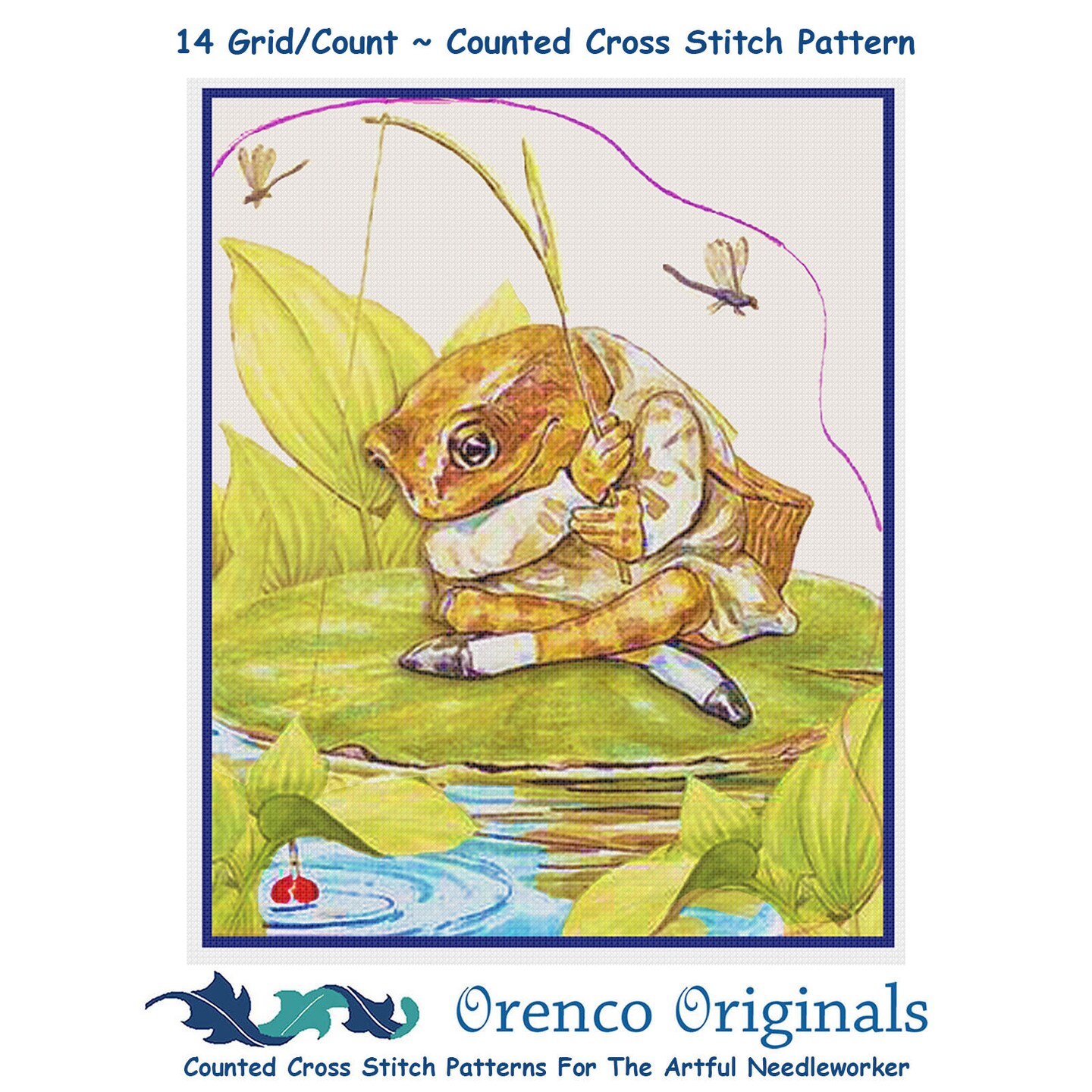 Jeremy Fisher Frog inspired by Beatrix Potter Counted Cross Stitch Pattern