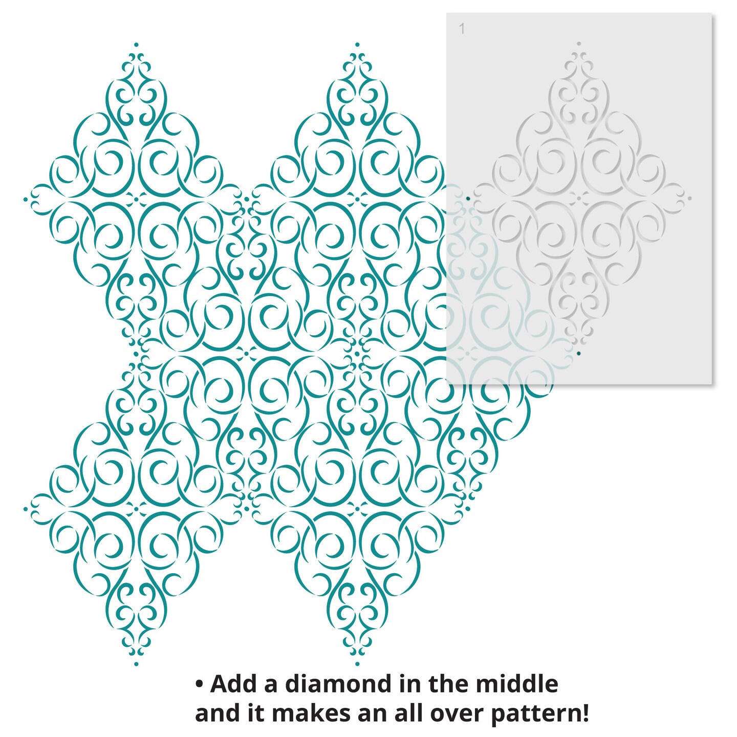 Simple Diamond Medallion Wall Stencil | 3418 by Designer Stencils | Mandala &#x26; Medallion Stencils | Reusable Art Craft Stencils for Painting on Walls, Canvas, Wood | Reusable Plastic Paint Stencil for Home Makeover | Easy to Use &#x26; Clean Art Stencil
