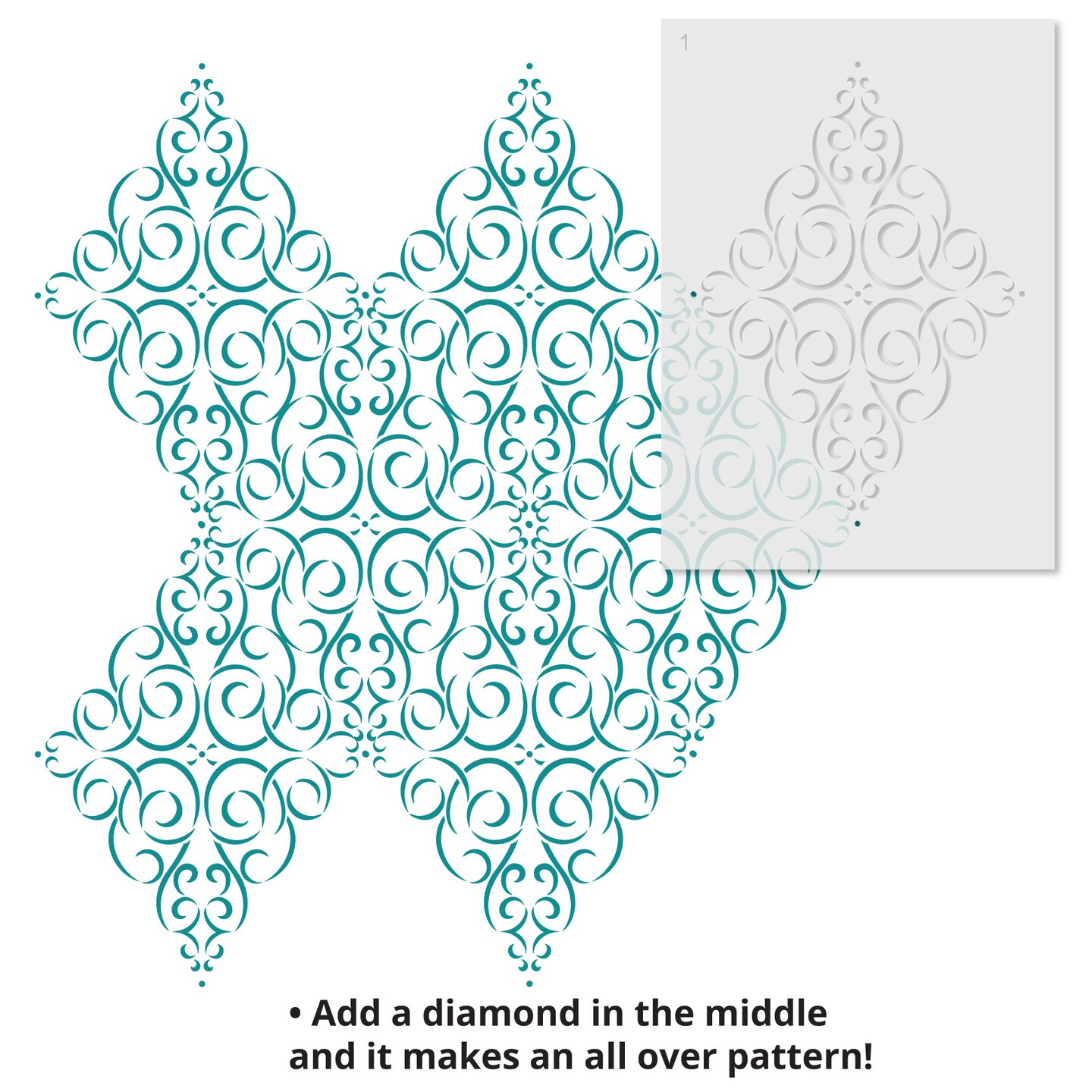 Simple Diamond Medallion Wall Stencil | 3418 by Designer Stencils | Mandala & Medallion Stencils | Reusable Art Craft Stencils for Painting on Walls, Canvas, Wood | Reusable Plastic Paint Stencil for Home Makeover | Easy to Use & Clean Art Stencil