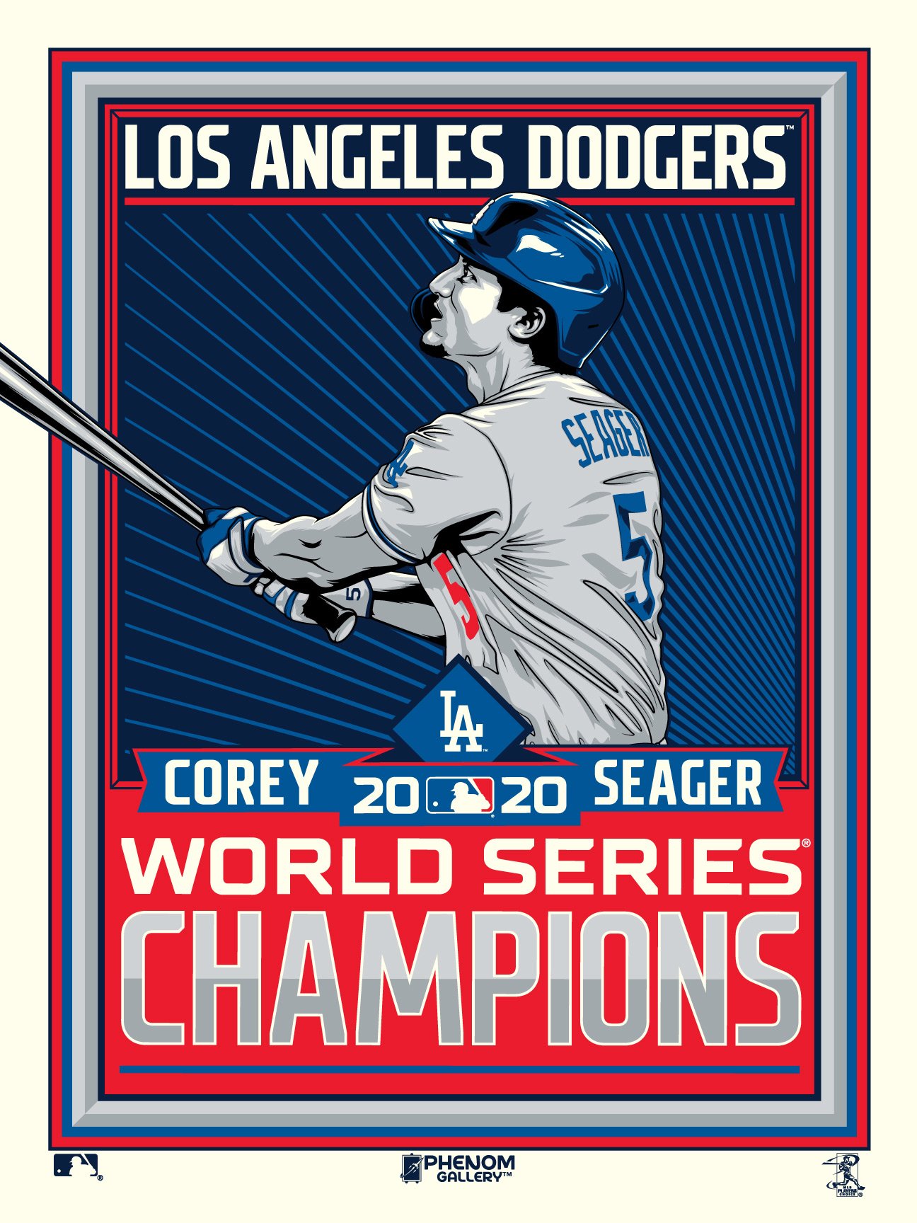Phenom Gallery Los Angeles Dodgers Corey Seager 2020 World Series Champs 18" x 24" Serigraph
